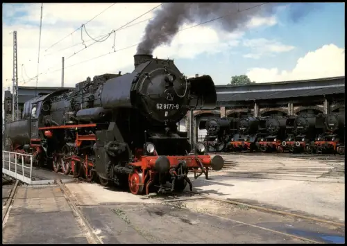 Ansichtskarte  Dampflokomotive im ehe. Bw Berlin Schöneweide 1994