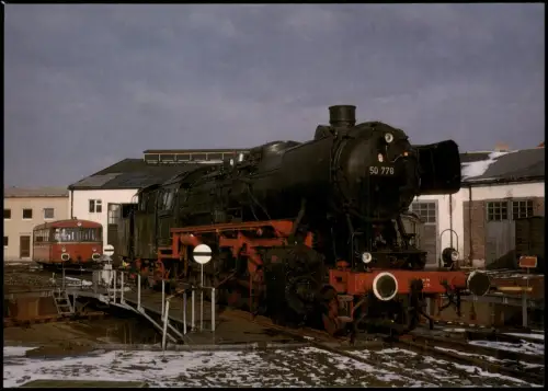 Ansichtskarte  Dampflokomotive auf der Drehscheibe im Museum Nördlingen 1997