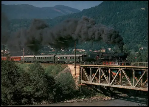 Ansichtskarte  Dampflokomotive Sonderzug nahe Bischofshofen 1988