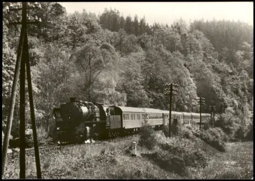 Neumühle (Elster) Dampflokomotive Karlex der BR 50 im Elstertal 1964/1982