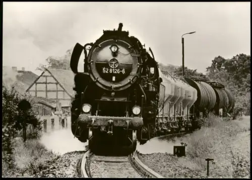Ansichtskarte Golzow Dampflokomotiven im Einsatz Baureihe 52.80 1982