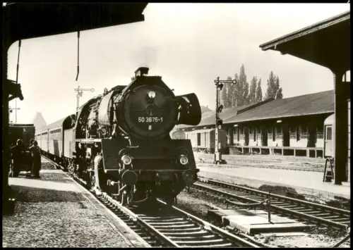 Aschersleben Dampflokomotive 50 3675-1 Einfahrt in Aschersleben (1976) 1982