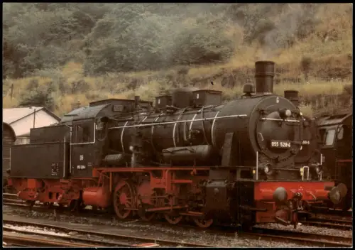 Ansichtskarte  Dampflokomotive 055 528-4 im Bw Dillenburg Eisenbahn 1994