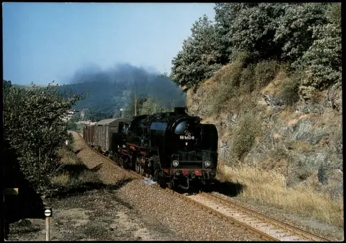 Roßwein Güterzugdampflokomotive 50 1002 vor Haltepunkt Gleisberg-Marbach 1983
