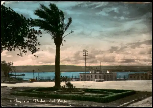 Augusta Sizilien Sicilia Porto Hafen 1962  Absender Schulgeschwade Boot "Wespe"