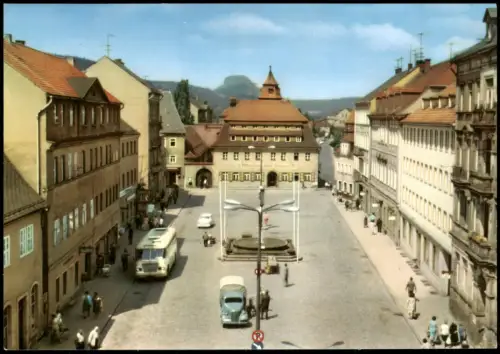 Ansichtskarte Bad Schandau Marktplatz Bus LKW 1972