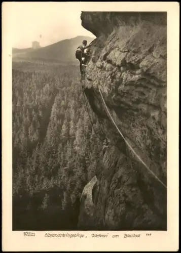 Ansichtskarte Rathen Blosstock Westwand Bergsteiger 1928/1968 Walter Hahn:525