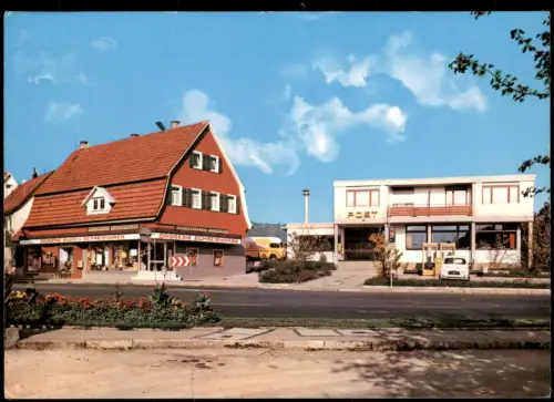 Ansichtskarte Urbach Remstal Stadtpartie mit Post und Drogerie 1977
