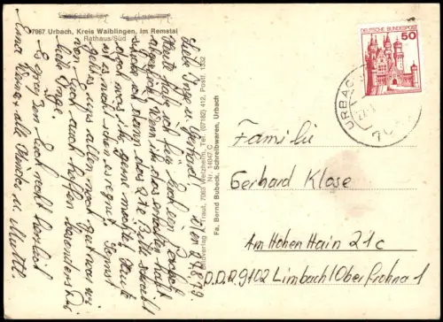 Ansichtskarte Urbach Remstal Rathaus Süd 1979