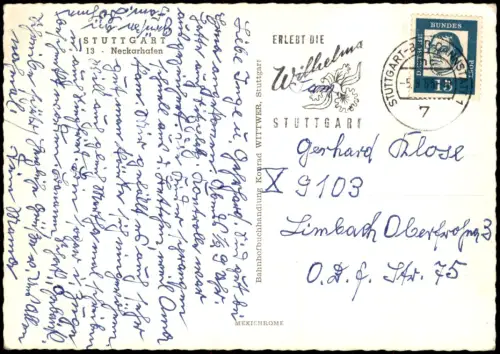Ansichtskarte Stuttgart Neckarhafen 1965