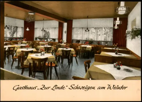 Ansichtskarte Schweigen-Rechtenbach Gasthaus Zur Linde - Gastraum 1971