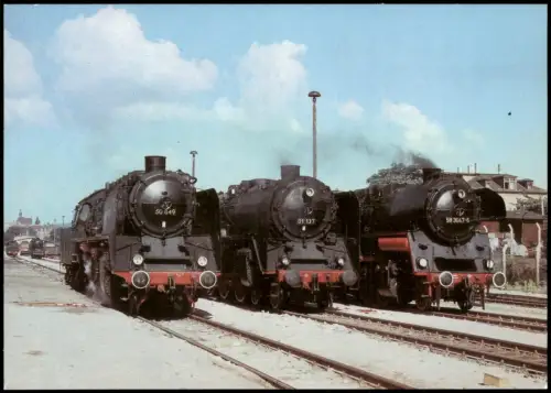 Ansichtskarte Radebeul Bahnhof Ost Dampflokomotiven 1986