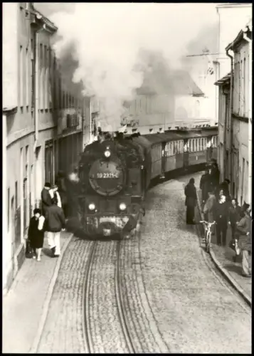 Bad Doberan Dampflokomotive Molli in den Straßen Sammelfotokarte 1979