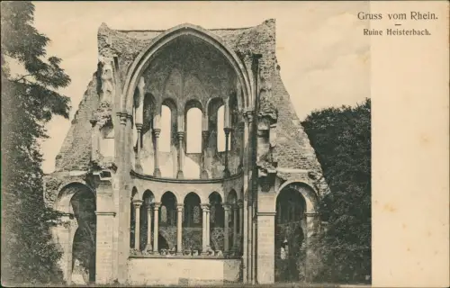 Ansichtskarte Oberdollendorf Gruss vom Rhein. Ruine Heisterbach. 1908