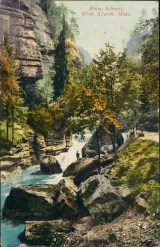 Postcard Jonsdorf (CZ) Janov Wilde Klamm Wehr 1914