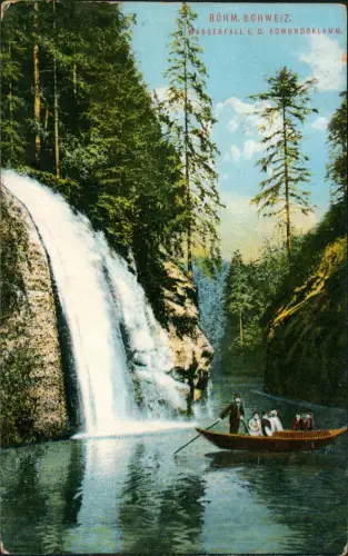 Postcard Jonsdorf (CZ) Janov Edmundsklamm Wasserfall 1911
