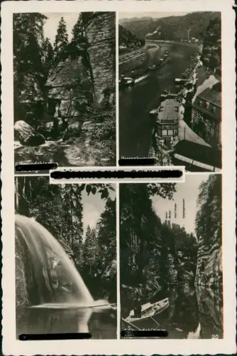 Postcard Herrnskretschen Hřensko 4 Bild Ansichten Zensurkarte 1946