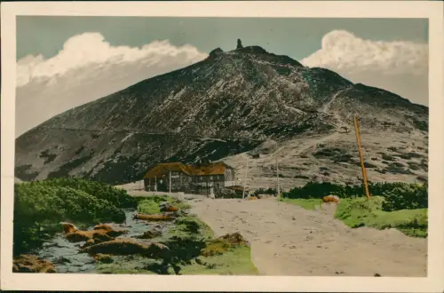 Krummhübel Karpacz Schneekoppe Sněžka Śnieżka Colorfotokarte 1950