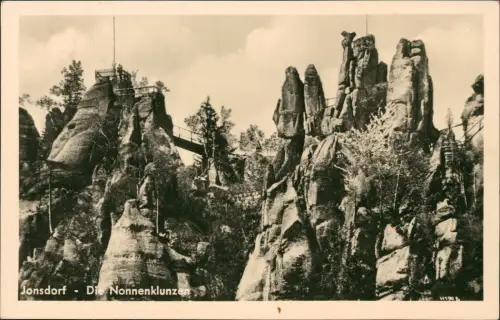 Ansichtskarte Jonsdorf Nonnenfelsen Nonnenklunzen 1953