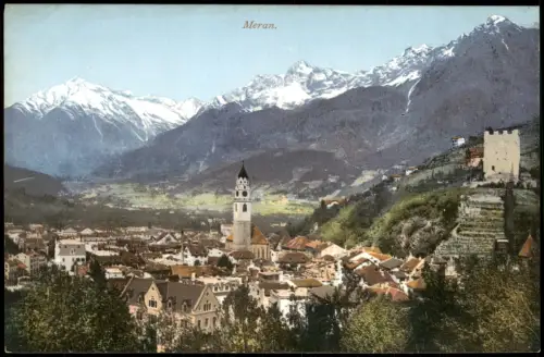 Cartolina Meran Merano Panorama-Ansicht 1910