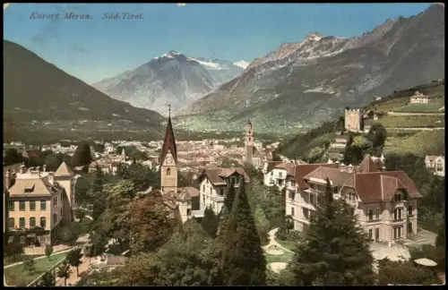 Cartolina Meran Merano Panorama-Ansicht Kurort Süd-Tirol 1910