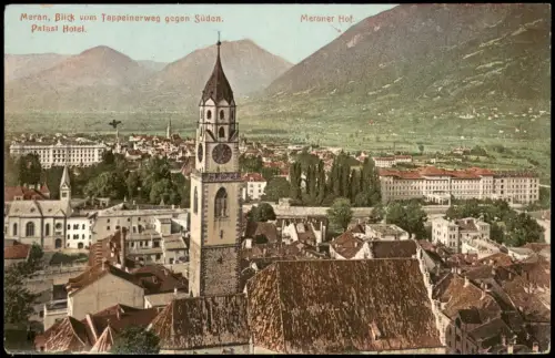 Meran Merano Blick vom Tappeinerweg gegen Süden Panorama-Ansicht 1913