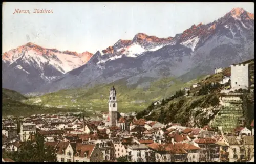 Cartolina Meran Merano Panorama-Ansicht Ort in Südtirol 1913