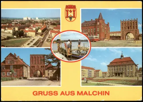 Malchin DDR  Stadtübersicht See Kalensches Tor Steintor Rathaus 1987/1986