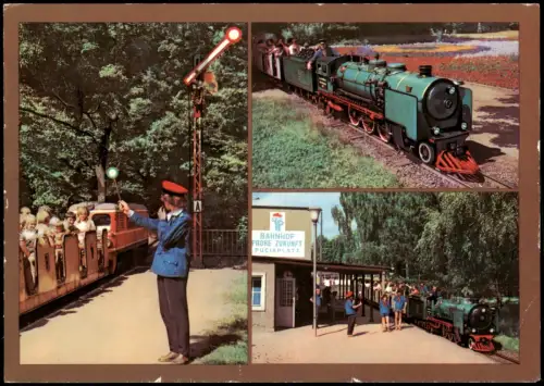 Ansichtskarte Dresden Dresdner Parkeisenbahn Pioniereisenbahn 1985