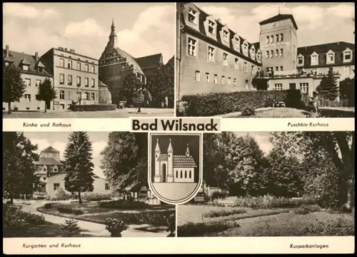 Bad Wilsnack DDR Mehrbild-AK mit Kirche Rathaus Kurgarten und Kurhaus 1964