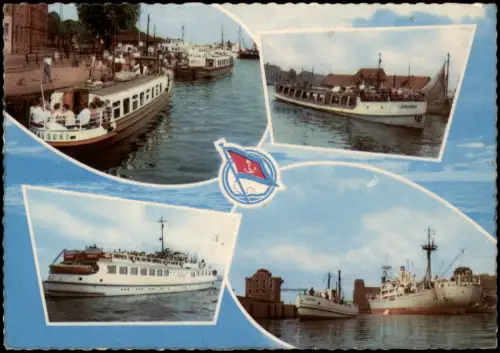 Ansichtskarte VEB Fahrgastschiffahrt Stralsund Weiße Flotte - 4 Bild 1963