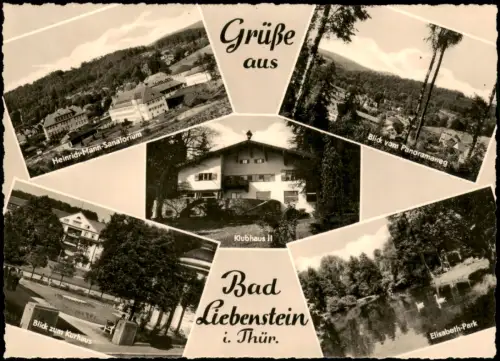 Bad Liebenstein DDR Mehrbild-AK mit Heinrich-Mann-Sanatorium Klubhaus II 1963