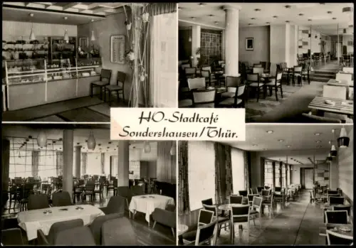 Sondershausen DDR Mehrbild-AK mit 4 Innenansichten HO-Stadtcafé 1963