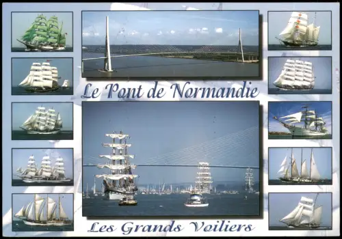 Ansichtskarte  Le Pont de Normandie Mehrbildkarte mit Segelschiffen 2000
