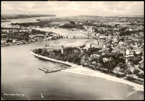 Postcard Sonderburg Sønderborg Luftbild Luftaufnahme Aerial View 1958