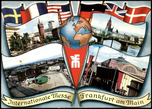 Frankfurt am Main Eschenheimer-Turm, Mainufer, Messegelände 1961 Messe-Stempel