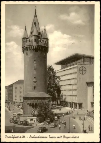 Frankfurt am Main Auto Verkehr rund um den Eschenheimer Turm Bayer-Haus 1954