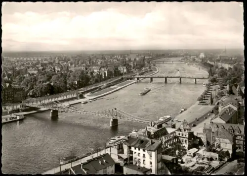 Frankfurt am Main Panorama-Ansicht Sachsenhausen und die Brücken 1956