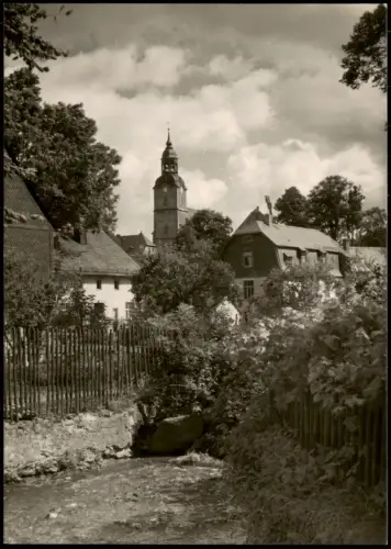 Drebach (Erzgebirge) Ortspartie mit Blick Kirche zur DDR-Zeit 1964