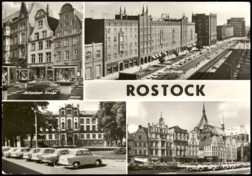 Rostock DDR Mehrbild-AK u.a. mit Kröpeliner Straße Universität 1978