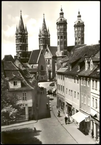 Ansichtskarte Naumburg (Saale) Straßenpartie mit Geschäften und Dom 1975