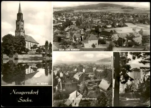 Neugersdorf DDR Mehrbild-AK u.a. Kottmar Blick zum Schlechteberg Wasserturm 1972