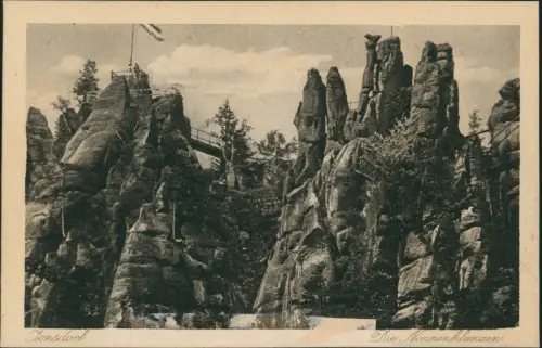 Ansichtskarte Jonsdorf Die Nonnenklunzen - Brücke Oberlausitz 1921