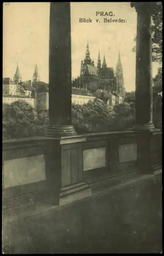 Postcard Prag Praha Blick v. Belveder 1916   mit K.u.K. Zensuriert-Stempel