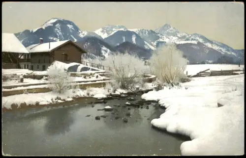 Bayrischzell Umland-Ansicht Partie a.d. Leizach PHOTOCHROMIE Serienkarte 1910