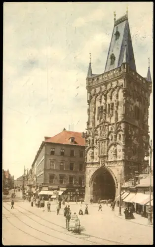 Postcard Prag Praha Stadt-Ansicht Tram Stadtbesucher 1906