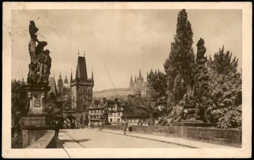 Postcard Prag Praha Karlsbrücke Karlův most 1936