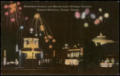 Postcard Toronto Canadian National Exhibition at Night 1953  Canada