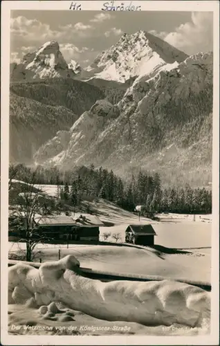 Berchtesgaden Der Watzmann von der Königsseer Straße im Winter 1939