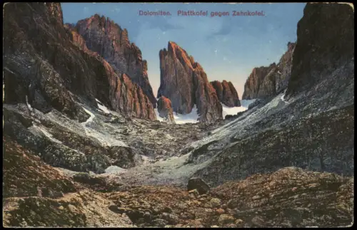 .Trentino-Südtirol Dolomiten Berge Plattkofel gegen Zahnkofel 1910